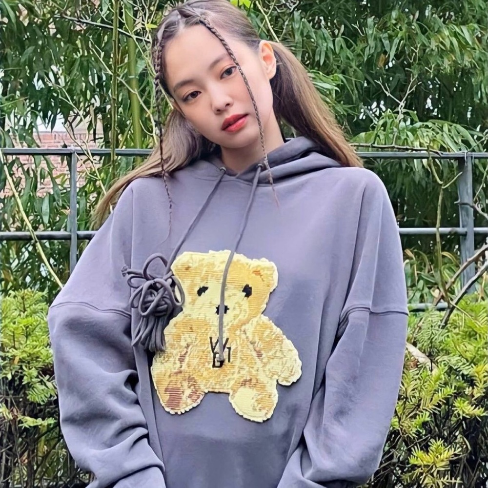 we11done embroidered teddy bear hoodie